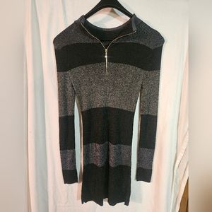 White House Black Market Women's Metallic Sweater Dress Size Small Black/Gray